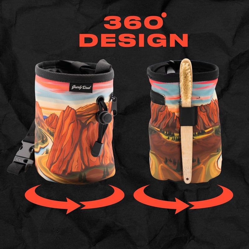 Gnarly Dood Rock Climbing Chalk Bag | for Outdoor, Gym, & Bouldering | Adjustable Waist Belt, Durable Drawstring Closure, & Zippered Pocket - Image 3